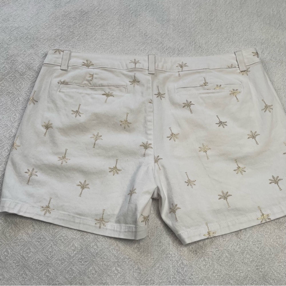 a.n.a White Shorts with‎ Gold Palm Trees Design ~ Sz 12 Twill~ Summertime - Picture 13 of 13